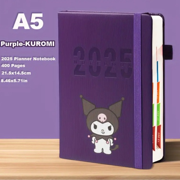 2025 Sanrio Kuromi A5 Daily Planner 400 pages - Picture 1 of 15